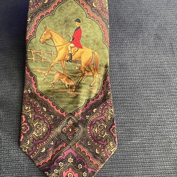 Polo Ralph Lauren Equestrian Hunt Scene Vintage Horse & Rider Design - Picture 2 of 6